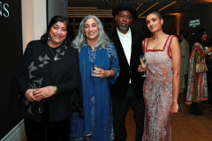 LONDON, ENGLAND - FEBRUARY 20: (L to R) Gurinder Chadha, Geeta Gandbhir, Nikon Kwantu and Chloe Abrahams attend Celebrating South Asians hosted at BAFTA Piccadilly on February 20, 2026 in London, England. (Photo by Grant Buchanan/Dave Benett/Getty Images for Society O/Product of Culture)