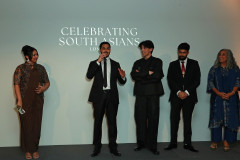 LONDON, ENGLAND - FEBRUARY 20: (L to R) Monika Sharma Abbas, Rahul Sharda, Luís Hindman, Sufiyaan Salam and Geeta Gandbhir speaks at Celebrating South Asians hosted at BAFTA Piccadilly on February 20, 2026 in London, England. (Photo by Grant Buchanan/Dave Benett/Getty Images for Society O/Product of Culture)