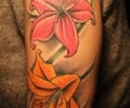 Colourful upper arm tattoo
