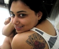 Sumana B Jayanth with her back tattoo
