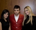 Mahreen Hussain (left), Superstar magazine CEO Adam Daniel, Sharon from John Peter (right)