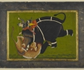 Elephant trampling a tiger  Â© British Library Board