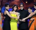 Amitabh on stage with Bollywood beauties