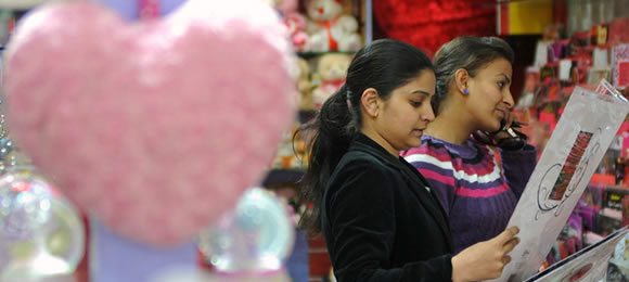 Women Shopping For Valentine's Day
