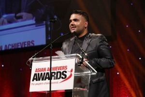 Naughty Boy giving speech at Asian Achievers Awards 