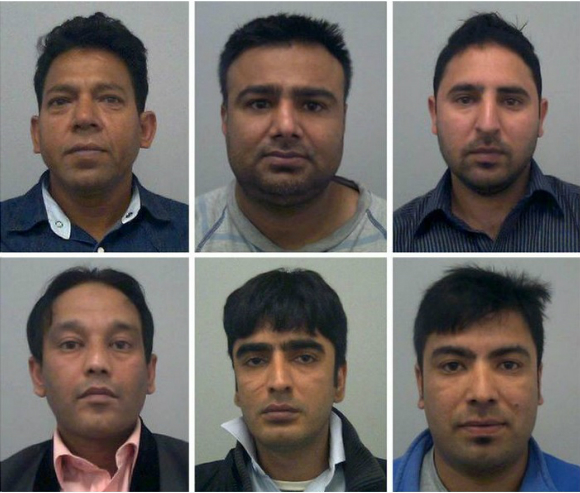 Six Asian men are found guilty of a number of offences committed against two schoolgirls over a course of six years.