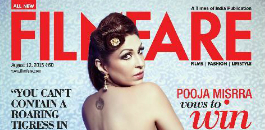 Singer-model-actress Pooja Misrra teases with her sexy back on the August cover of Filmfare magazine.