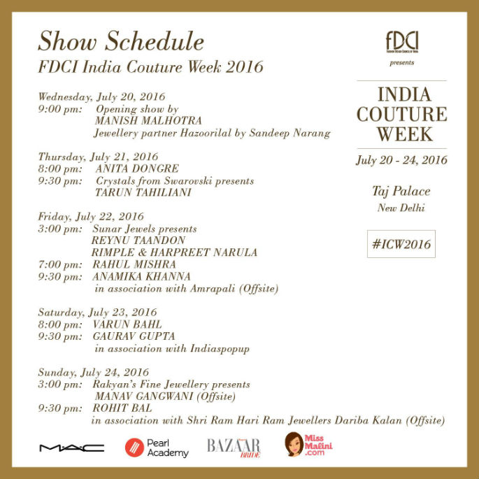 FDCI India Couture Week 2016 Preview