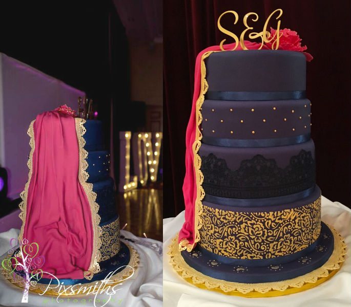 Bridal Lehenga inspires A Spectacular Wedding Cake