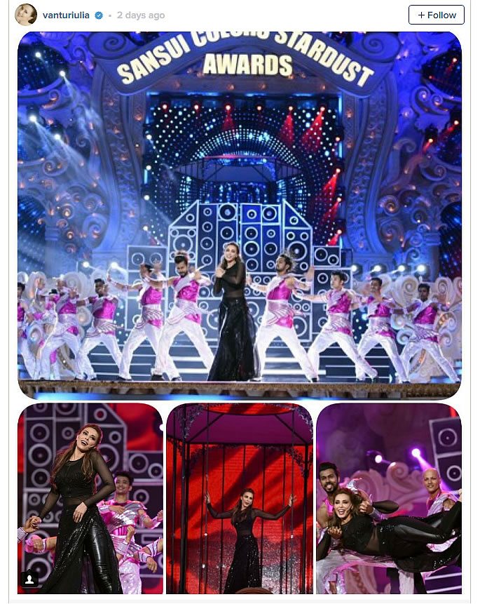 Iulia Vantur dances to Salman Khan’s songs on stage
