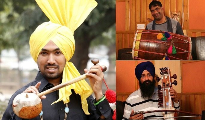 Vijay Yamla, Dheera Singh and Naresh Kuki are the Punjabi folk artists touring the UK with PunjabTronix