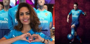 Bollywood's Esha Gupta model's Arsenal 2017-18 Away Kit