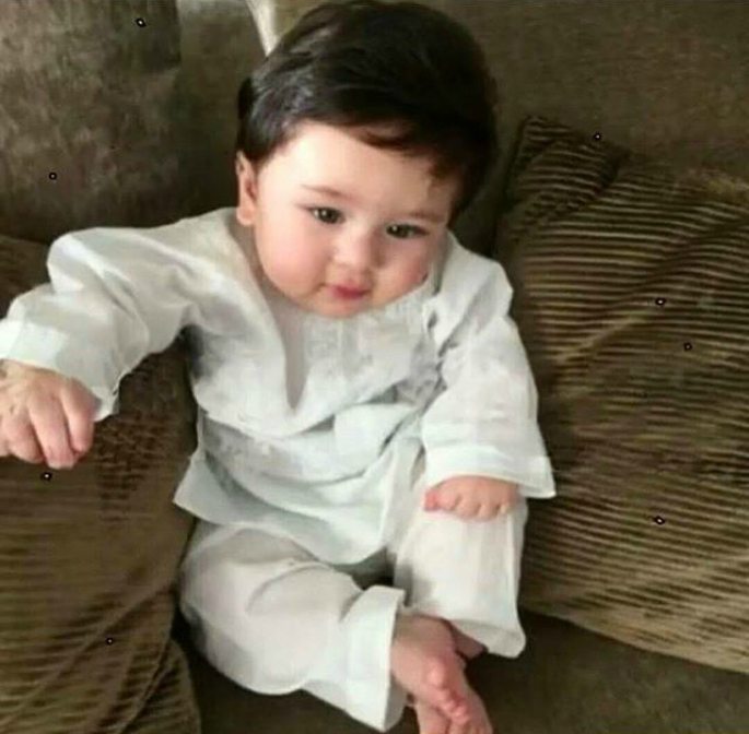 Taimur Ali Khan looks Cute and Handsome in White Kurta