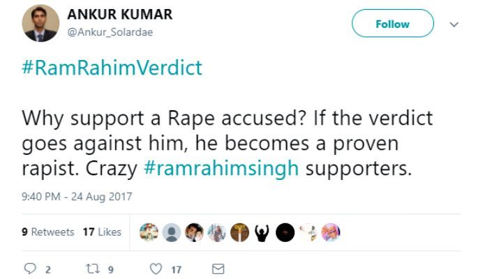 Baba Ram Rahim Singh convicted of Rape in India