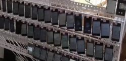 A click farm consisting of mobile phones