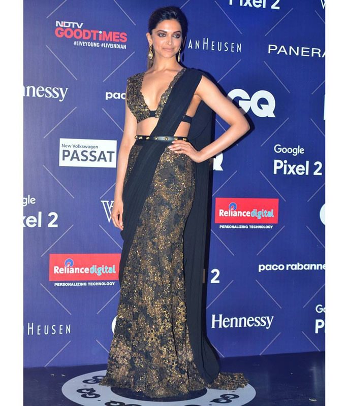 Deepika Padukone wearing black saree