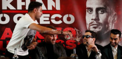 Amir Khan throws Water at Lo Greco for Personal Life Insult