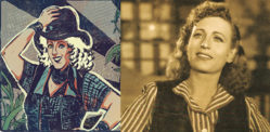 Google Doodle's depiction of Fearless Nadia and the woman herself