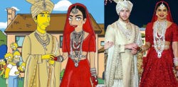 Priyanka and Nick Wedding illustrated with The Simpsons