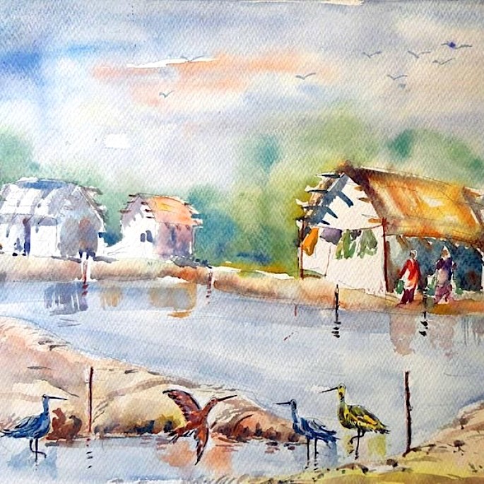 10 Top Bangladeshi Painters - Hashem Khan Farm View