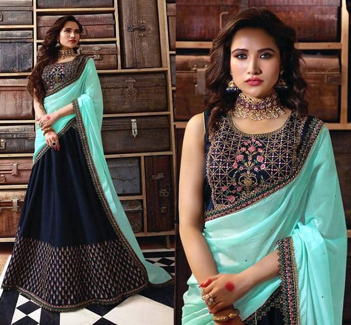 Modern Bridal Lehengas for your Wedding - midnight turquoise