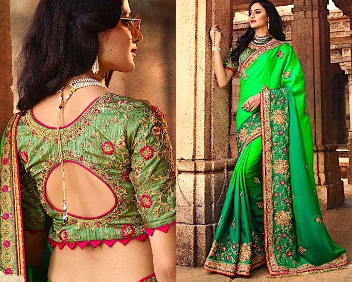 Heavy Silk Sarees for an Elegant and Stylish Look - green and pink