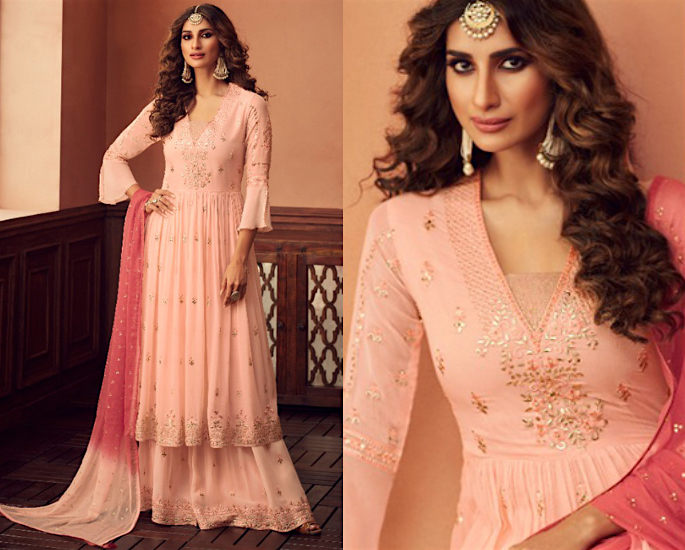 Gorgeous Wide Leg Salwar Kameez Suits to Wear - light pink-2
