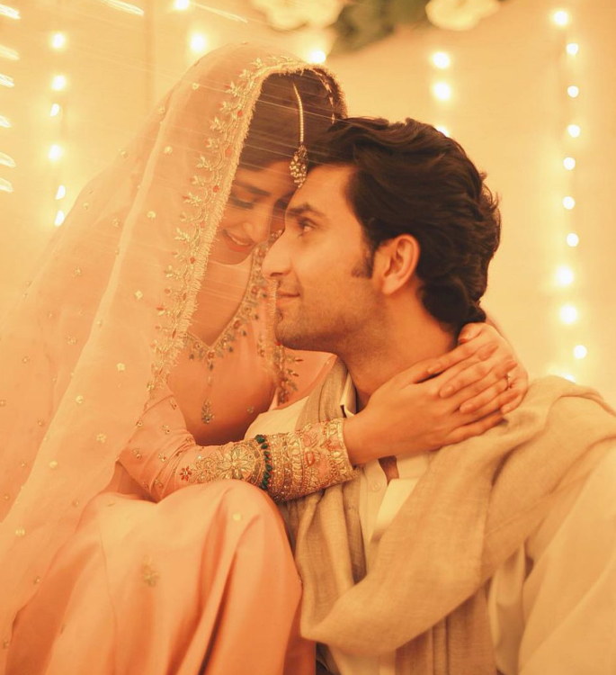 TV stars Sajal Ali & Ahad Raza Mir get Married in Abu Dhabi - engagement