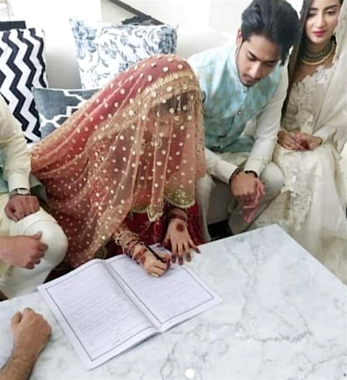 TV stars Sajal Ali & Ahad Raza Mir get Married in Abu Dhabi - nikkah