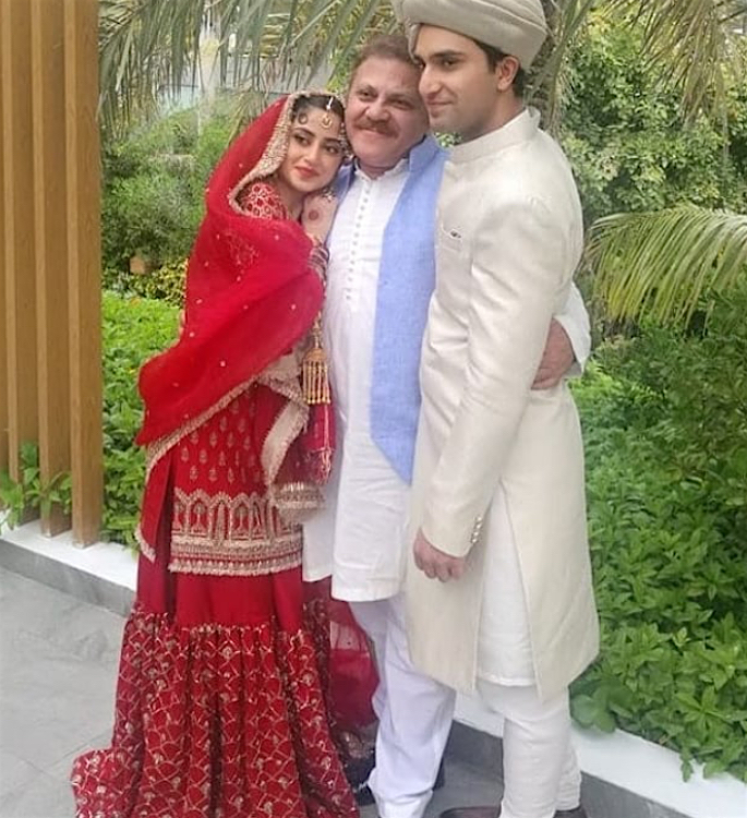 TV stars Sajal Ali & Ahad Raza Mir get Married in Abu Dhabi - trio