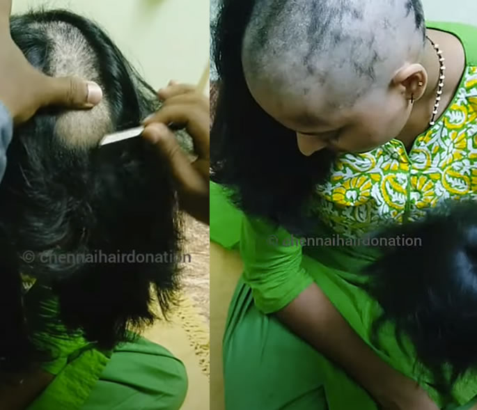 Indian Woman has Head Shaved to Donate Her Hair - top