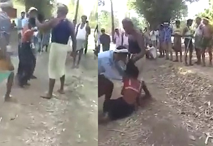 Indian Girl Beaten in front of Father for Eloping with Man
