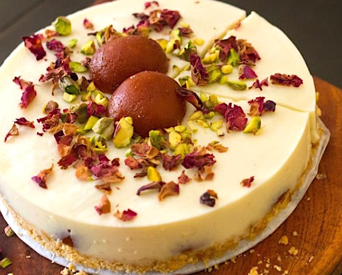 Delicious Desserts to Make using Gulab Jamun - cheesecake