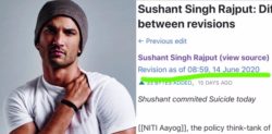 Wikipedia updated Sushant’s death before news of his suicide?