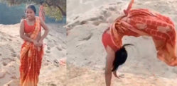Indian Woman performs Backflips in Saree in Viral Video