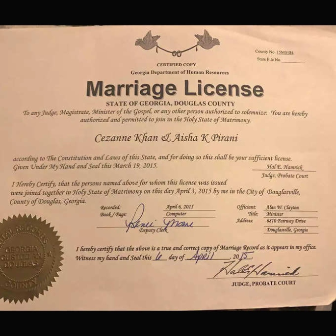 Marriage certificate cezanne