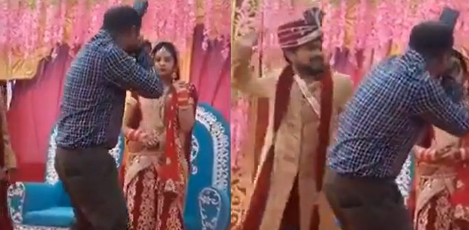Indian Groom hits Photographer for Getting too close to Bride f