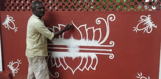 Tamil Artist transforms Couple’s Home with Kolams f