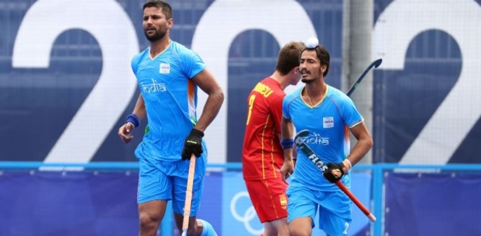 La squadra di hockey maschile indiana sconfigge la Spagna alle Olimpiadi di Tokyo f