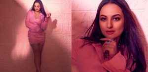 Sonakshi Sinha blushes in Pink Mini Dress f