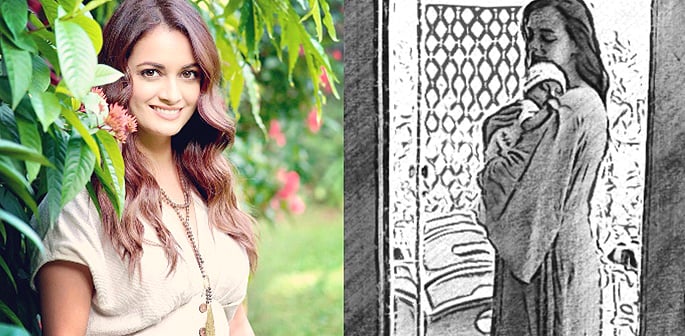 Dia Mirza shares Black & White Sketch of Baby Avyaan - F