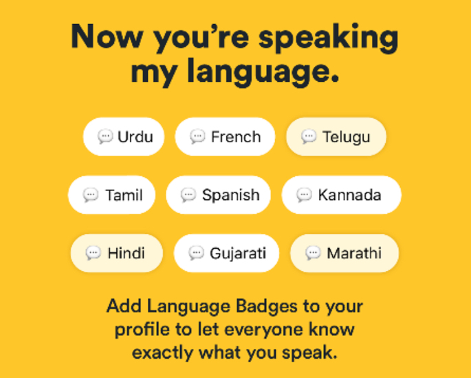 Indian dating apps add new language badges - 1