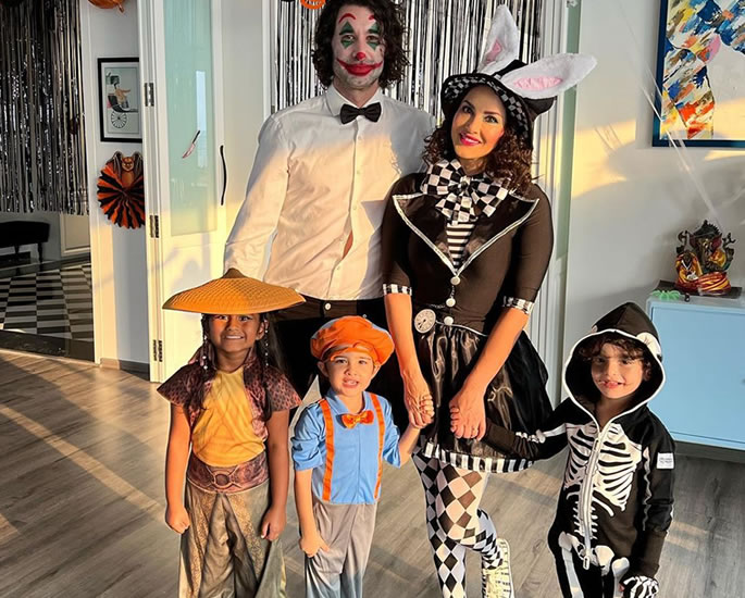 Sunny Leone shares Pics of Family Halloween Party