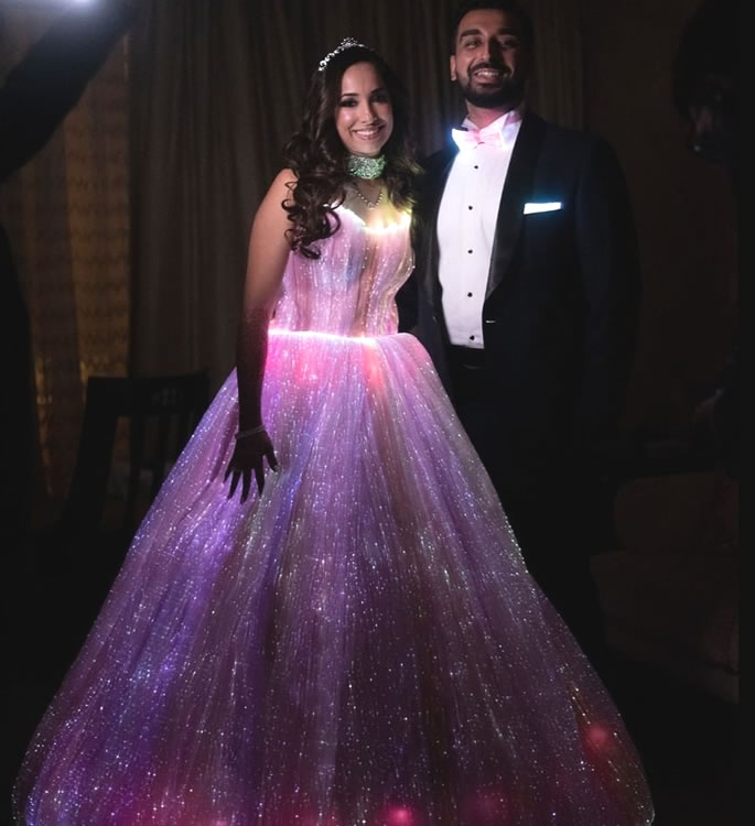 Indian Bride wears LED Gown for Wedding Reception