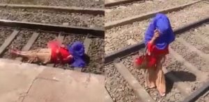 Indian Woman lies on Track Under Train for Boyfriend f