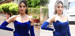 Nora Fatehi exudes Retro Vibes in Strapless Blue Gown f