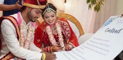 Indian Couple sign '1 Pizza a Month' Marriage Contract