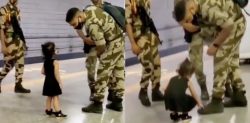 Little Indian Girl shows Respect for Indian Soldier
