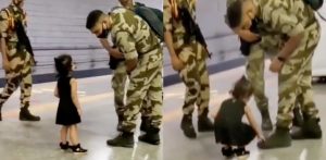 Little Indian Girl shows Respect for Indian Soldier - f