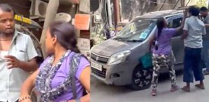 Indian Woman beats E-Rickshaw Driver after Collision f
